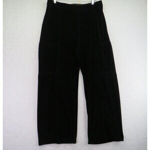 Soft Surroundings Pants  Womens Size Large Black Velour Wide Leg Lounge Plush‎